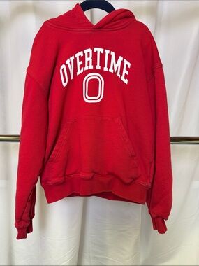 Overtime Kids varsity Pullover Hoodie red youth medium